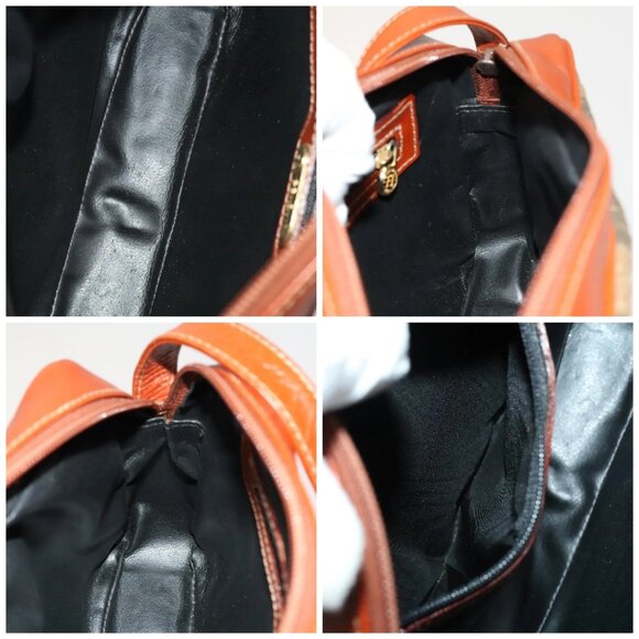 FENDI Pecan Canvas Shoulder Bag Coated Canvas Black Brown gold Auth 138323 - Picture 15 of 16